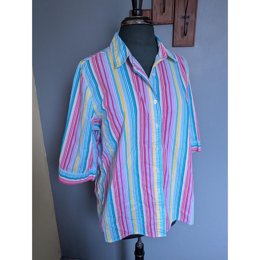 Vintage 80s Candy Stripe Blouse Size Large - Picture 9 of 13